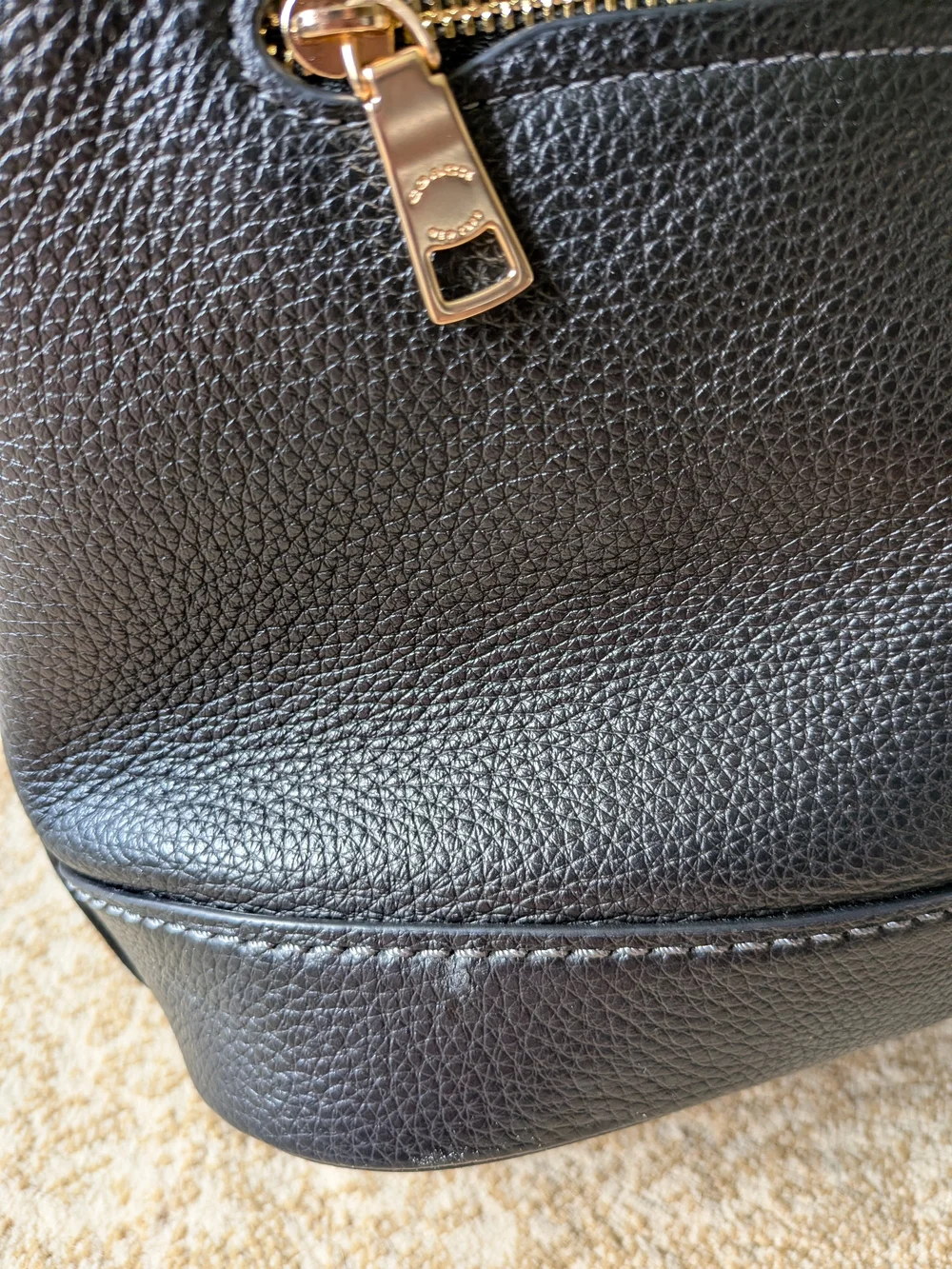 Coach Jude Duffel Bag in Black Pebbled Leather with Gold Hardware